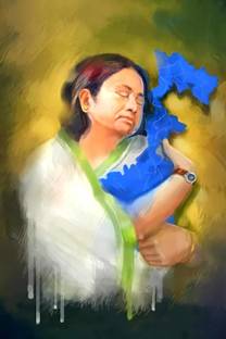 Self Adhesive UV Coated High Resolution Vinyl Print- Mamata Banerjee Fine Art Print Fine Art Print