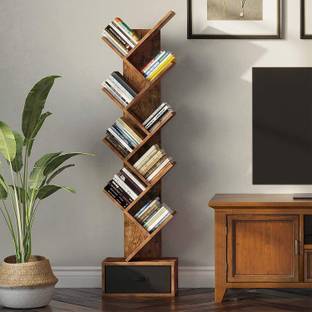 TANWAR HANDICRAFT Solid Wood Tree Shape Book Shelf Solid Wood Semi-Open Book Shelf
