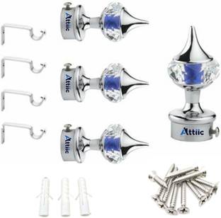 ATTIIC Silver Curtain Knobs, Rod Rail Bracket Metal