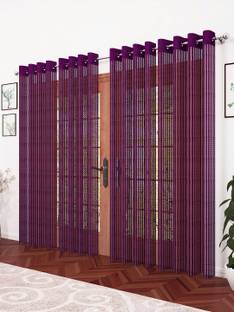 Fabrilia 213 cm (7 ft) Tissue Semi Transparent Door Curtain (Pack Of 4)
