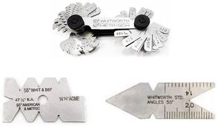 SAMENX Screw Pitch Gauge, Screw Cutting Gauge & Fishtail Center Gauge 55° Inch/Metric Ring Gauge