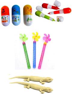 imtion 3 IN 1 ( 4 Pcs Chipkali lizard + 2 Capsule pen + 2 Bubble stick ulbule