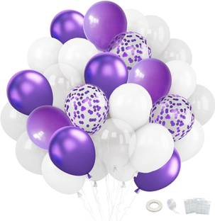 R G ACCESSORIES Solid White purple balloon garland kit For Birthday, Anniversary 52 pcs Balloon
