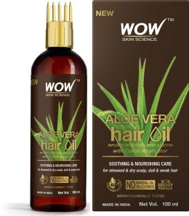 WOW SKIN SCIENCE AloeVera Hair Oil- Scalp Soothing and Nourishment With Comb Applicator-100ml Hair Oil