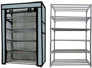 RAXON WORLD Multipurpose Metal Book/Shoe/Cloth Foldable Rack With Cover For Anywhere Use Metal Shoe Stand