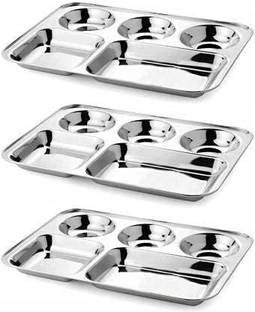 फैबटच PACK OF 3 BHOJAN THALI IT GIVES BEST QUALITY सेक्शन्ड प्लेट