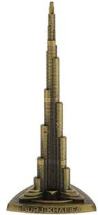 GS Grow n Shine Metal Statue of Burj Khalifa Dubai Show Piece Sculpture Gift Item Decorative Showpiece  -  18 cm