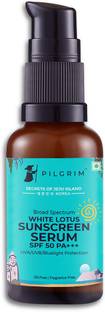 Pilgrim Sunscreen - SPF 50 PA+++ PA+++ White Lotus Sunscreen Serum SPF 50 PA+++ With Hyaluronic Acid for Dry Oily Skin
