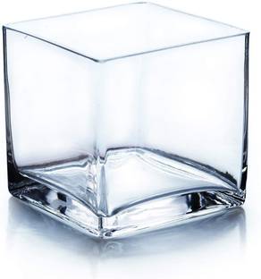 Ionic Glass Square Vase Home Decorative Flower Glass Vase Party Table Centerpieces(4"×4"×4") Glass Vase