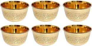 A&H Brass Cereal Bowl Brass Floral Bowls for Dinnerware,Serveware Katori -200 ML -( Pack of 6 pc )