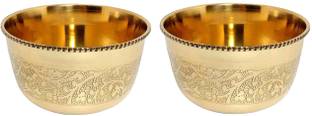 A&H Brass Cereal Bowl Brass Floral Bowls for Dinnerware,Serveware Katori -200 ML -( Pack of 2 pc )