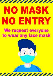 DynamoPrints 2 Pcs No Mask No Entry Sign Board, PVC Vinyl Sticker Sign Board Emergency Sign