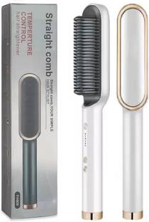 PGK TRADERS ™FH909 Hair Straightener Brush, Built with Hair Straightening Iron Comb White Hair Curler