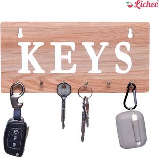 LICHEE 6 Hooks"KEYS" Premium Wooden Keys Stand for Entryway,Kitchen,Office,Badroom Wall Wood Key Holder
