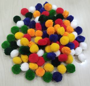 fairy craft n' creation Woolen pompom ball (100pcs), colour -multicolour,size-2cm
