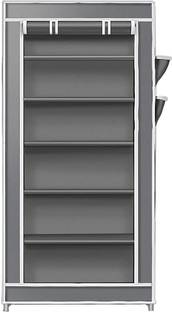 FurniGully 6 Layer Conduit Pipe Frame Cloth Organizer with Cover PP Collapsible Wardrobe