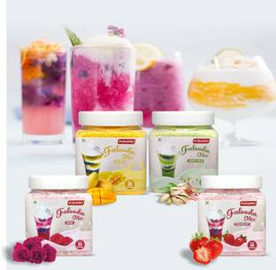 PURAMIO Falooda Mix Combo of- Strawberry, Rose, Mango & Kesar Pista, Each 500 g