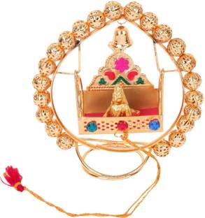 Itiha Golden Beads Balgopal in Jhula डेकोरेटिव शोपीस  -  10 cm