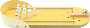 Humaira Wooden Mini Tabletop Bowling Game Desktop Toy Set with 10 Bowling Pins for Kids Bowling