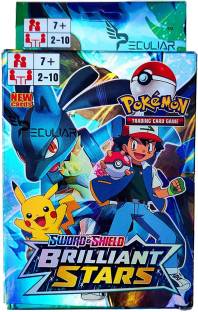 ZHASK Pokemon Sword and Shield Brilliant Stars, Only V and V-max Playing Cards Game Strategy & War Games Board Game