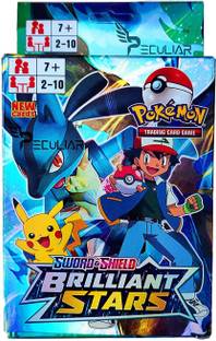 ZHASK Pokemon Sword and Shield Brilliant Stars, Only V and V-max Playing Cards Game Strategy & War Board Game