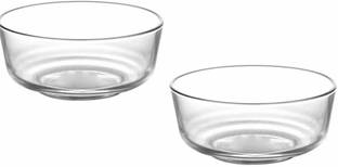 IndusBay Borosilicate Glass Serving Bowl Pack of 2 , 2.3 Litres Big Size Serving Mixing Microwave Safe Bowl