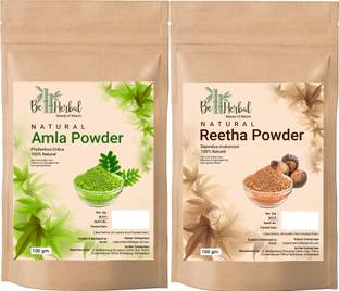 BE HERBAL Amla Powder and Reetha Powder Combo Pack For Soft and Shiny Hairs- Set of 2