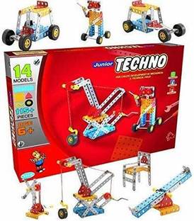 ivee international Junior Mechanical Construction Toy for Kids - 14 Model, 115+ Piece.