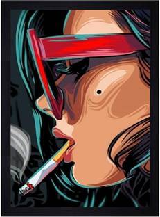 Gallery99 Abstract Girl Smoking Texture Paper Framed Art Print Digital Reprint 19.25 inch x 13.25 inch Painting