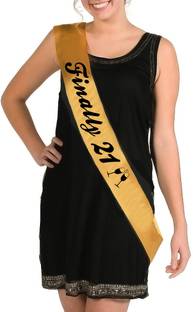 hubops Finally 21 Sash for Girls Birthday Party Decoration (Gold)