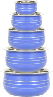 Nirvika Stainless Steel Handi Tope Tapeli Patila Pot Pan Vessel cookware set Blue Handi 0.35 L, 0.55 L, 0.75 L, 1.2 L, 1.65 L