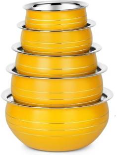 Nirvika steel Handi set Tope set Tapeli Patila Pot Pan Vessel Utensils cookware set Handi 0.35 L, 0.55 L, 0.75 L, 1.2 L, 1.65 L