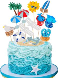 ZYOZI 1 Set Hawaiian Beach Cake Decoration Summer Beach Cake Toppers for Birthday Cupcake Topper
