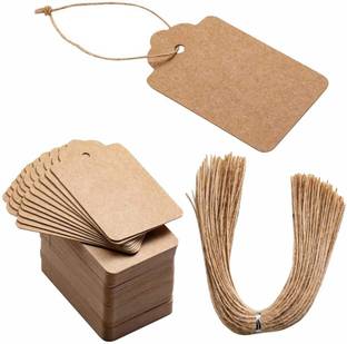 KREEPO Kraft Paper Double-Sided Writable Tags with Natural Jute for Wedding-Gift Tag Greeting Card