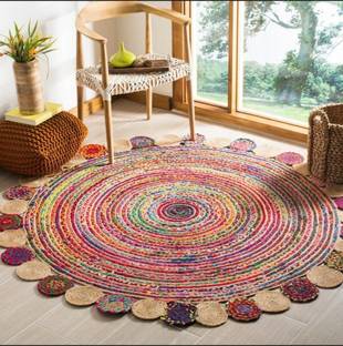 Jilani Handloom Rugs Beige, Multicolor Jute, Cotton Area Rug