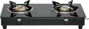 Suryaflame King Glass Top 2 Burner Gas Stove with 2 Years Door Step Services Glass Manual Gas Stove