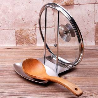 ON GATE Utensil Kitchen Rack Steel Spoon Rest and Pot Lid Holder Stainless Steel Pan Pot Cover Lid Rack Shelf Stand