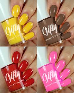 GIFTY No Toxin Nail Lacquer (Courage to Change) Sun Dance,Ocean Sparkle,Bossy Red,Pink Chiffon