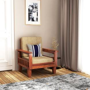 Kendalwood Furniture Solid Wood 1 Seater Wooden Sofa set for living Room Furniture Fabric 1 Seater  Sofa