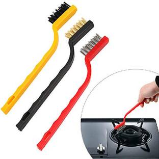 DEVIN Set of 3 Pc Mini Wire Brush Cleaning Tool Kit Handle Scratch Brush