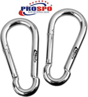PROSPO Stainless Steel Spring Snap Hook Locking 10 MM Pack of 2 Locking Carabiner