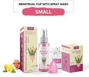 VSEI SMALL | PADFREE | REUSABLE MENSTRUAL CUP WITH HYGIENIC SPRAY WASH (COMBO)
