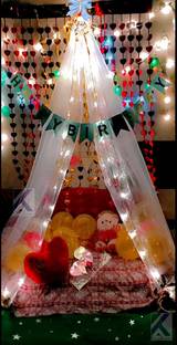 KALSU White 6 MTR DECORATIVE PARTY NET WITH 30Ft LONG LIGHT + BANNER + 30 BALLOONS COMBO
