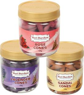Hari Darshan Multi Fragrance Jar Cones Sandal, Rose, Lavender Dhoop