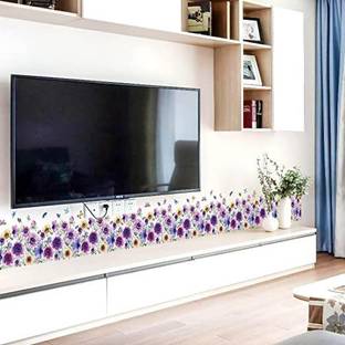 Indian Royals 95 cm Purrple and Yellow Flower Wall Sticker (50 CM X 70 CM) Self Adhesive Sticker