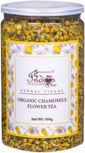 The Indian Chai Organic Chamomile Tea 100g, Whole Flowers for Restful Sleep, Stress and Anxiety Chamomile Herbal Infusion Tea Plastic Bottle