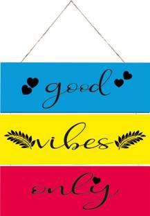 The Shine Store Good Vibes Only Wall Hanging Board Plaque Sign For Room Home Décor Decorative Showpiece  -  33 cm