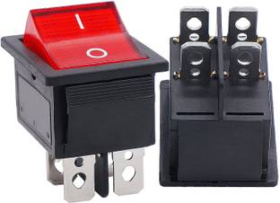 DECENT AIR SYSTEM KCD4 DPST 4Pin 2 Position Rocker Boat Switch (RED) with Indicator Lights Electronic Components Electronic Hobby Kit