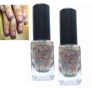 Latixmat High Pigmented & Long Stay Unique Crystal Crush Rainbow Dust Nail Polish Combo RAINBOW