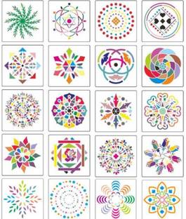 IKALAA Mandala Stencil 20 PCS Reusable Stencil (5.1 by 5.1 Inch) Quilting Stencil